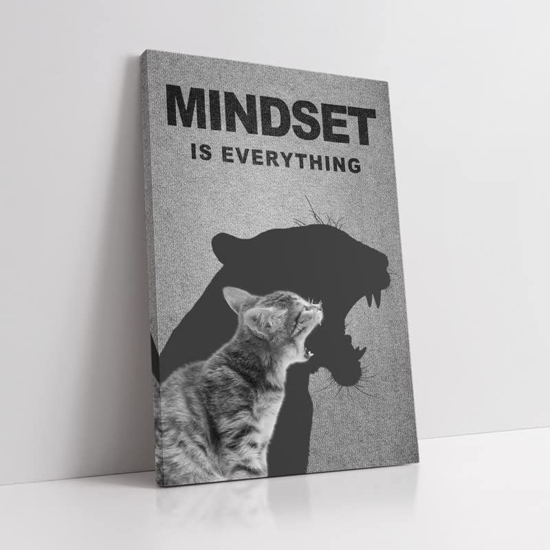 KAWAHONE Motivational Wall Art - Mindset is Everything Cat Tiger Poster ...