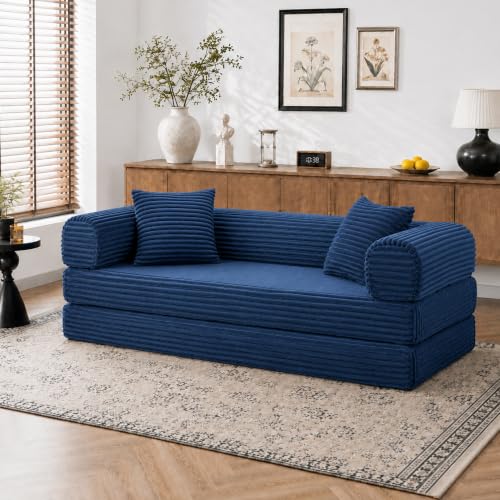 Image of AUGOP Futon Sofa Bed Boneless Couch for Living Room,Pull Out Couch with Sleeper Sofa,Day Bed Couch with Storage Pocket,Removable Corduroy with 2 Pillow