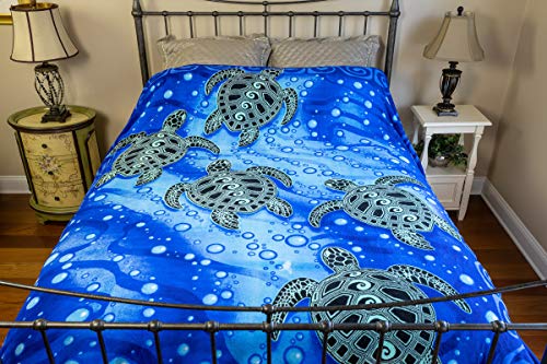 Dawhud Direct Sea Turtle Fleece Blanket For Bed, 75" X 90" Sea Turtle Fleece Throw Blanket For Women, Men And Kids - Super Soft Plush Sea Turtle Blanket Throw Fleece Blanket Ocean Blanket #TOP6