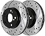 AutoShack PR41259LR Front Drilled Slotted Brake Rotors Black Pair of 2 Driver and Passenger Side Replacement for Acura ILX CSX Honda Element Insight CR-Z Fit 1998-2017 Accord 2006-2011 2013-2022 Civic