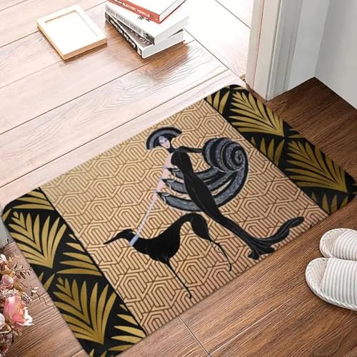 EAEQKOUC 3D personnalisé Art Déco lévrier paillasson Anti-dérapant entrée Cuisine Salle de Bain Porte Tapis de Sol Whippet Lévrier Chien Tapis Tapis...