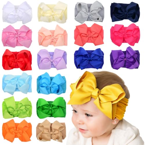 12 Pcs Soft Nylon Headbands Hair Bows Cute Headwear Headbands Hairbands for Baby Girls Newborns Toddlers Infants