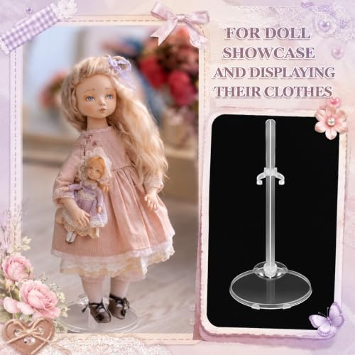 Image of Menkxi 150 Pcs Acrylic Doll Stand Display Holder Ideal Support for Dolls Action Figure Stand with Adjustable Waist Clip for 9, 10, 11 Inch Tall (Transparent)