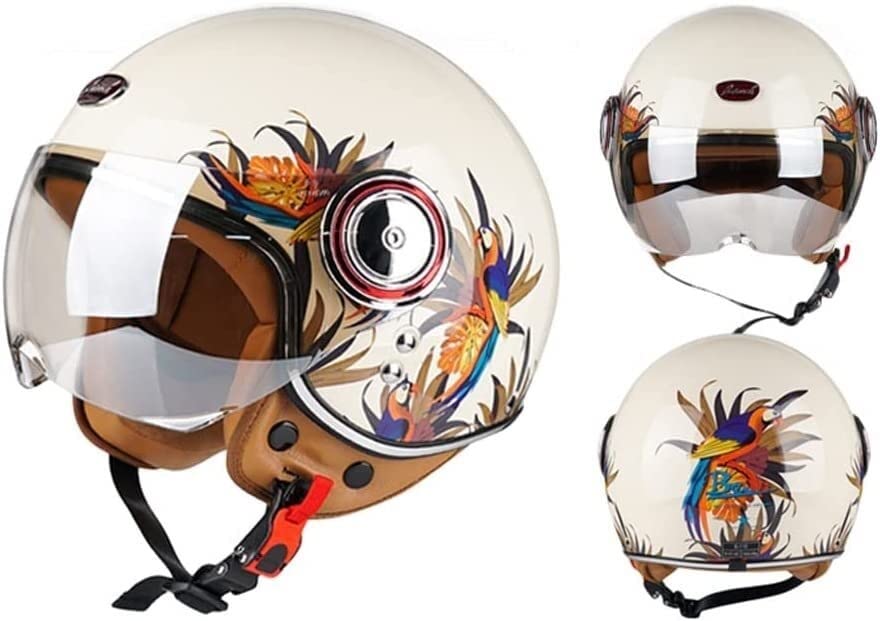 Amazon.com: Retro Motorcycle 3/4 Open Face Helmet DOT/ECE Approved