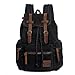 YuHan Canvas Rucksack Unisex Vintage Casual Rucksack Laptop Daypacks MacBook Tasche Schultasche Student Bookbag Satchel Wandern Camping Tasche, Schwarz , Mediam, Schulrucksack