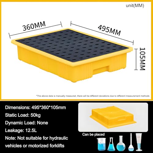 Bandeja de contención Modular para derrames de bidones de 1/2/4 galones - Plataforma de Polietileno Resistente con Rejilla para prevención de derrames de bidones de Aceite - Solución de Cont