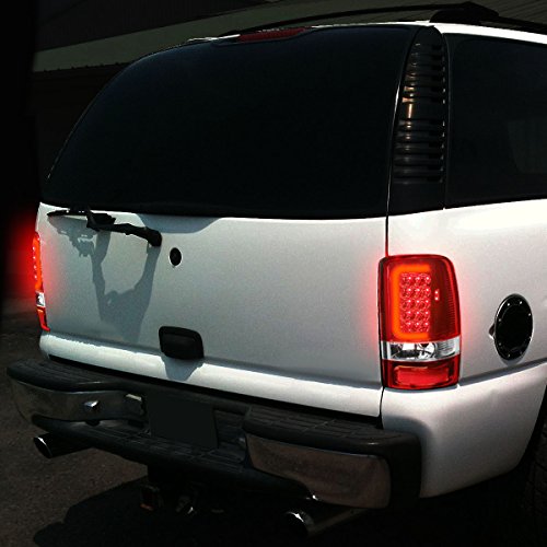 Compatible With Yukon Denali/Suburban/Tahoe Gmt800 Pair Of 3D Led Tail Brake Lights (Chrome Housing Red Lens) #TOP6