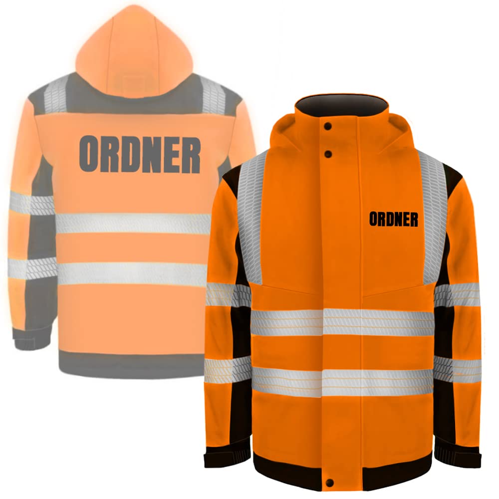 ORDNER Sicherheitsjacke Winterjacke GELB - Gelb Warnjacke nach EN ISO 20471 zertifiziert - Unisex und hochwertigem Reflektorstreifen