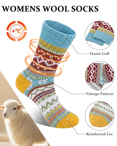 Image of Loritta Wool Socks for Women, Winter Warm Hiking Boot Socks Gifts