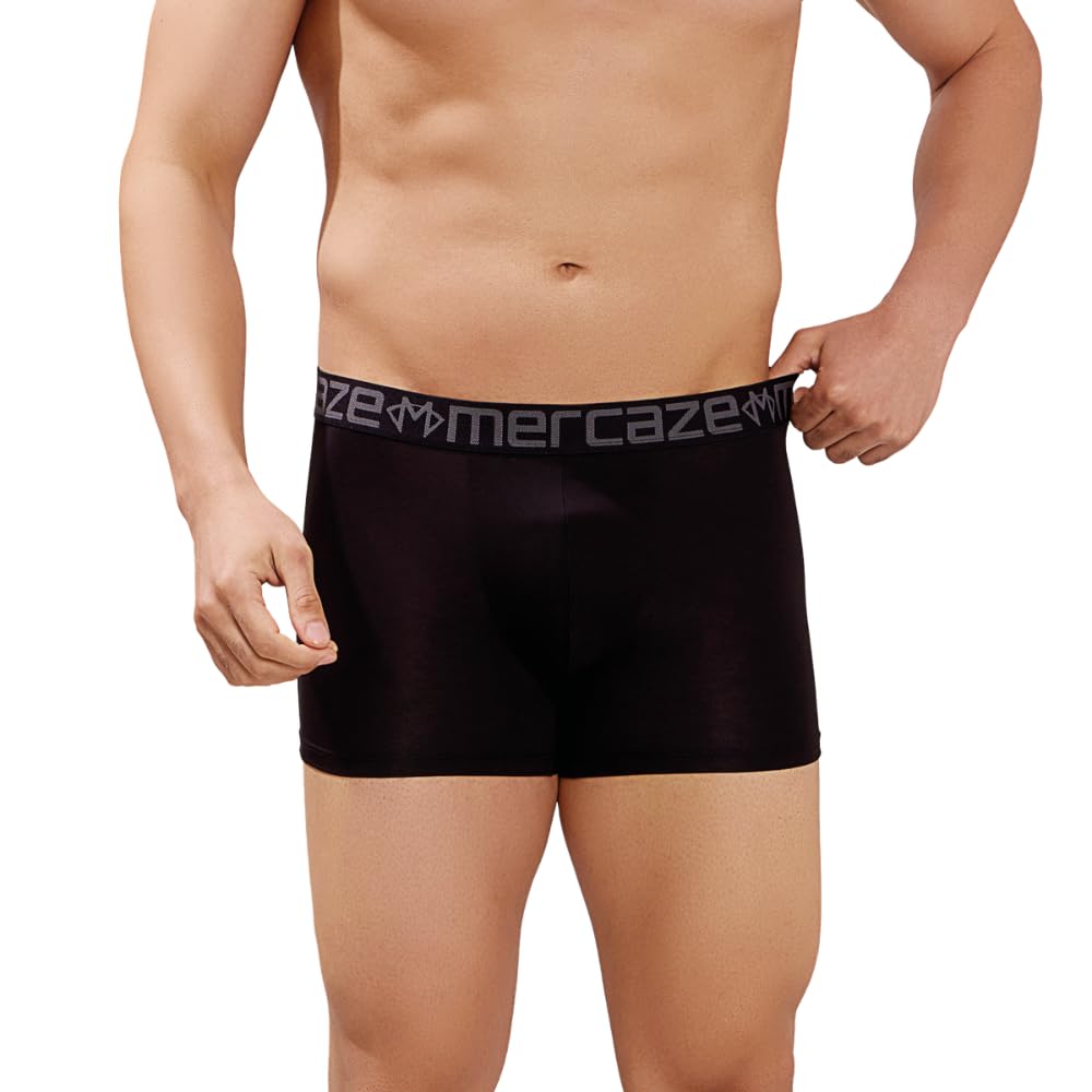 mercaze Men's Underwear Trunk - Soft Waistband -Premium Cotton Modal Spandex Innerwear for Men, M117 Ultra Soft, Comfort Fit, 4 Way Flex, Quick Dry, Breathable Fabric - Black, Large-picture-53
