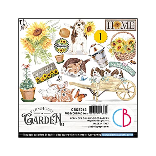 Ciao Bella Farmhouse Garden 6"x6" Fussy Cut Pad - 190gsm, white