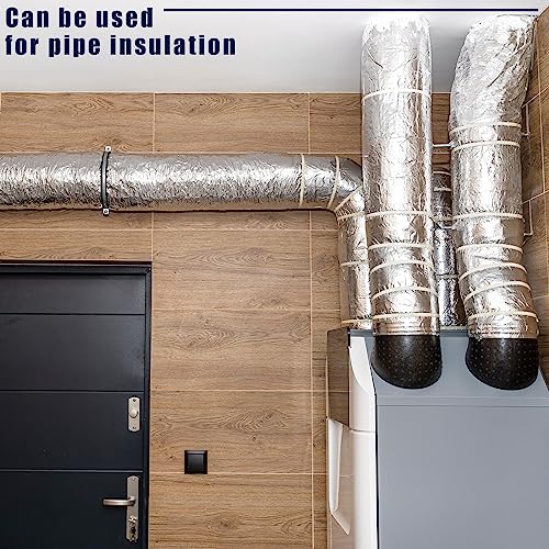 Preboun 2 Rolls Pipe Insulation Wrap Outdoor Foam and Foil Pipe Wrap Insulation Tape Duct Insulation Wrap Blanket Natural Cotton Duct Wrap Wall Cotton Insulation for Wall Pipe(3\'\' x 15\' x 0.4\'\')