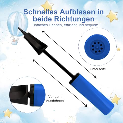 Sekfpnk Eine Blaue Manuelle Luftpumpe für Ballons, Geeignet für Luftballons, Wasserbälle, Schwimmflöße, Aufblasbare Dekorationen und Spielzeuge, Luftballonpumpe, Geeignet für Partydekorationen