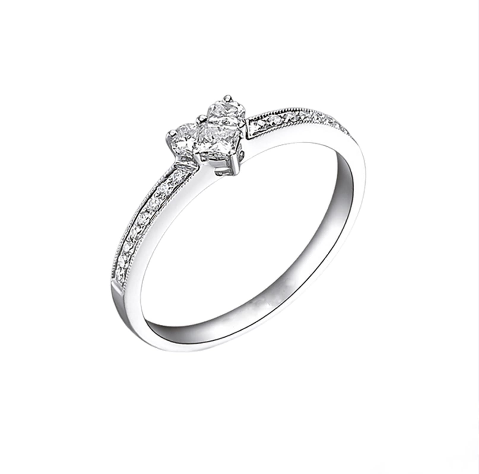 Obrączki ślubne damskie, srebrne, 0,22 ct, diament Pt950 i białe złoto, prezent dla kobiet