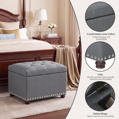 Image of Joveco 24 inch Ottoman with Storage,Fabric Tufted Storage Ottoman with Legs