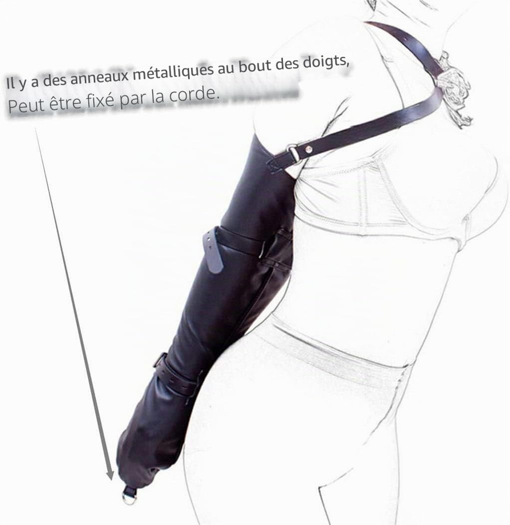 SXOVO Brassards Sangles de bondage en cuir Menottes de bondage Système de retenue SM Fetish Sex Toy (Noir)