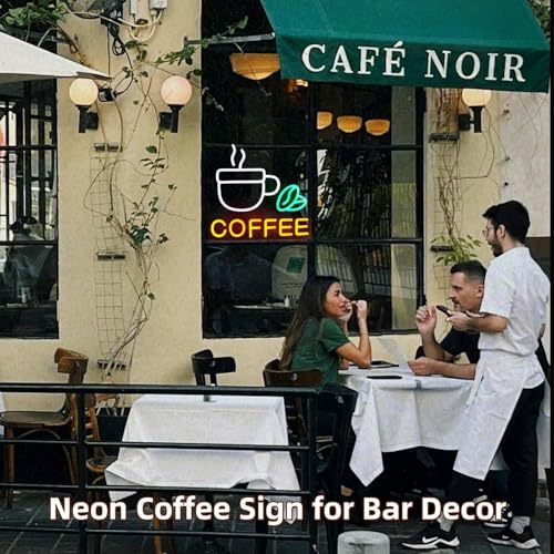 Image of Neon Sign, Business Sign for Bar Decor, Colorful Coffee Signs, Dimmable Design, 5V Charger