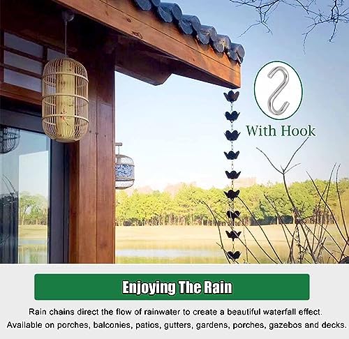 Decorative Rain Chains Waterfall, Rain Catcher Chain Copper, 2.4m/2.6m/2.8m/3.2m Aluminum Rain Chains for Gutters, Outside Water Diverter Rain Guide Chain for Patio Porch (3.2m/9.8 ft)