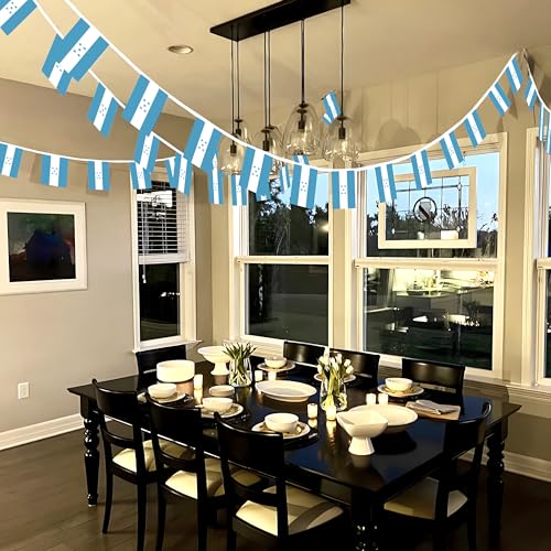 Image of Anley Honduras String Flag Pennant Flags, Patriotic Events 15th of September Honduran Independence Day Decoration Sports Bars - 33 Feet 38 Flags