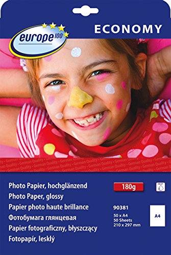 Avery Zweckform 90381 Europe 100 - Folio de papel fotográfico A4 brillante (170 g/m², 50 unidades)