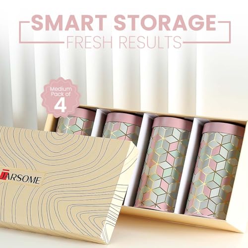Image of Maroc Collection Airtight Kitchen Container Set| 850ML- Set of 4| Food Grade Metal Storage Jars for Rusk, Cookies, Candies & Snacks| Leakproof, Moist-Proof Canisters| Moroccan Pink Pastel