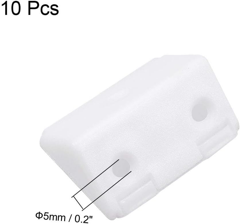 uxcell Shelf Cabinet Door 90 Degree Plastic Corner Braces 3 Holes Angle Brackets with Cover Cap, 10 Pcs