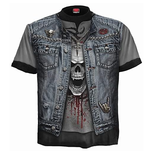 Spiral - Thrash Metal - Camiseta con Estampado Completo - Negro - L