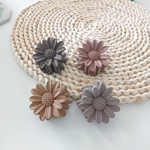 Image of Cerrito 6 Pcs Small Matte Hair Claw Clips, Neutral Mini Clamps with Strong Hold Grip for Thick & Thin Hair, NonSlip Hair Accessories Fashion Everyday Hairstyling (Multicolor, Sunflower Small)