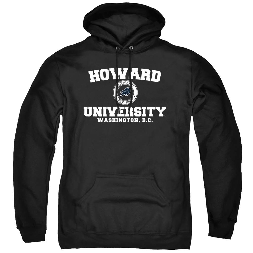 Howard University Official Circle Logo Unisex Adult Pull-Over Hoodie,Black, X-Large