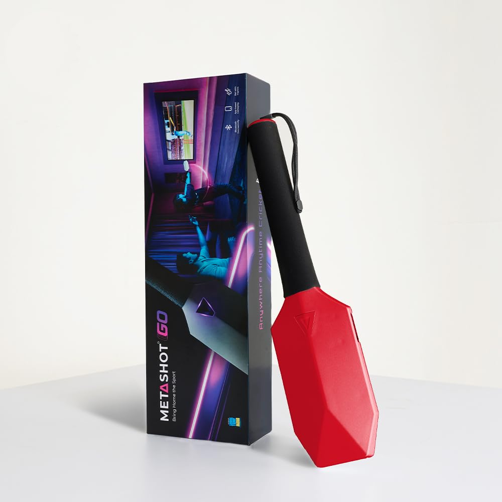 MetaShot GO Smart Cricket Bat Game RED | Motion Sensor Cricket Bat for TV & Mobile | Indoor Cricket Gaming Controller | Multiplayer Cricket Game