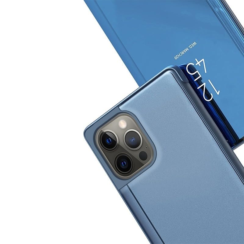 Étui cuir miroir plaqué pour iPhone 17 or protection arrière rigide à rabat - 5