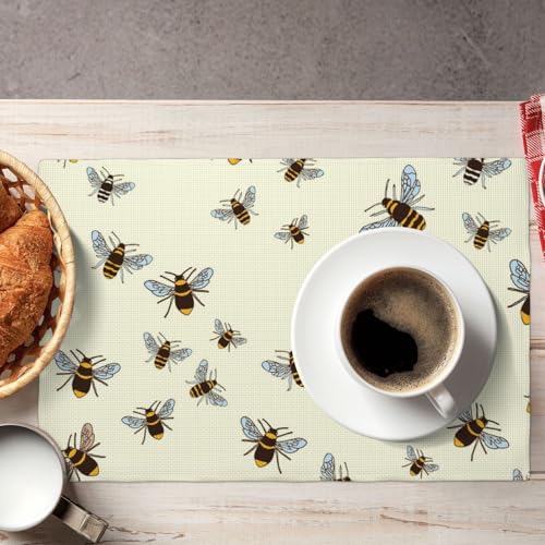 Set de table aspect lin Honey Bees lavable et doublé pour repas 45x30cm - 8