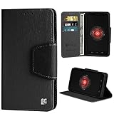 Beyond Cell PU Leather Folio Flip Cover Wallet Phone Case with Stand for Motorola Droid Maxx 1080M - Black/Black