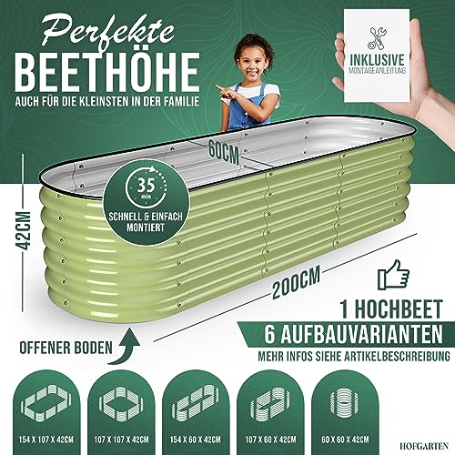 Foto von HOFGARTEN Hochbeet QuickGrow Praktische Hochbeete für Garten - 100% rostfreies Hochbeete-Kit - Stabiles Hochbeet aus Metall - Innovativer Hochbeet Bausatz im modernen Design (Salbei)