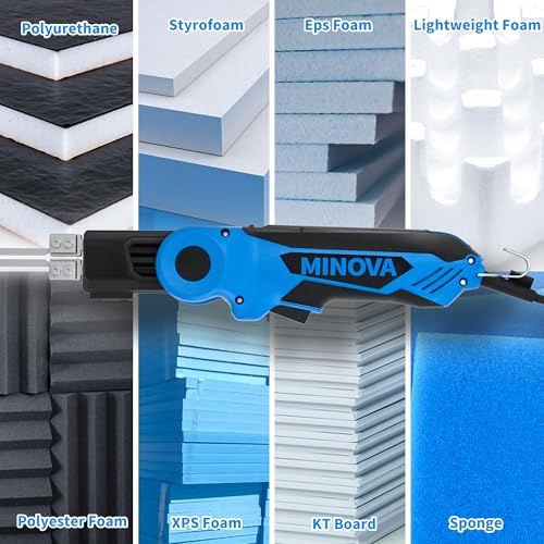 MINOVA 250W AC Rotatable Electric Hot Knife, 6 Blades Foam Cutter Cutting Tool Kit, Full-body Air Cooling System Foam Cutter with Heavy-Duty Case for EPP, EPS, XPS, EVA, EPE, PU, KT Board, Sponge - Image 9