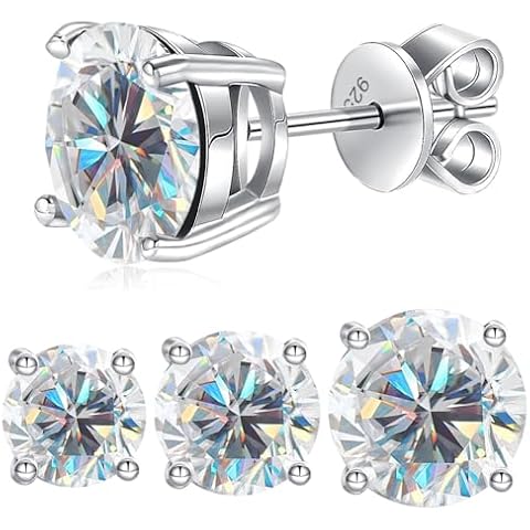 Moissanite Stud Earrings 1-4ct S925 Sterling Silver Earrings Moissanite Earrings Hypoallergenic Lab Created Diamond D Color Jewelry Gifts for Women Men Valentine's Day Cover