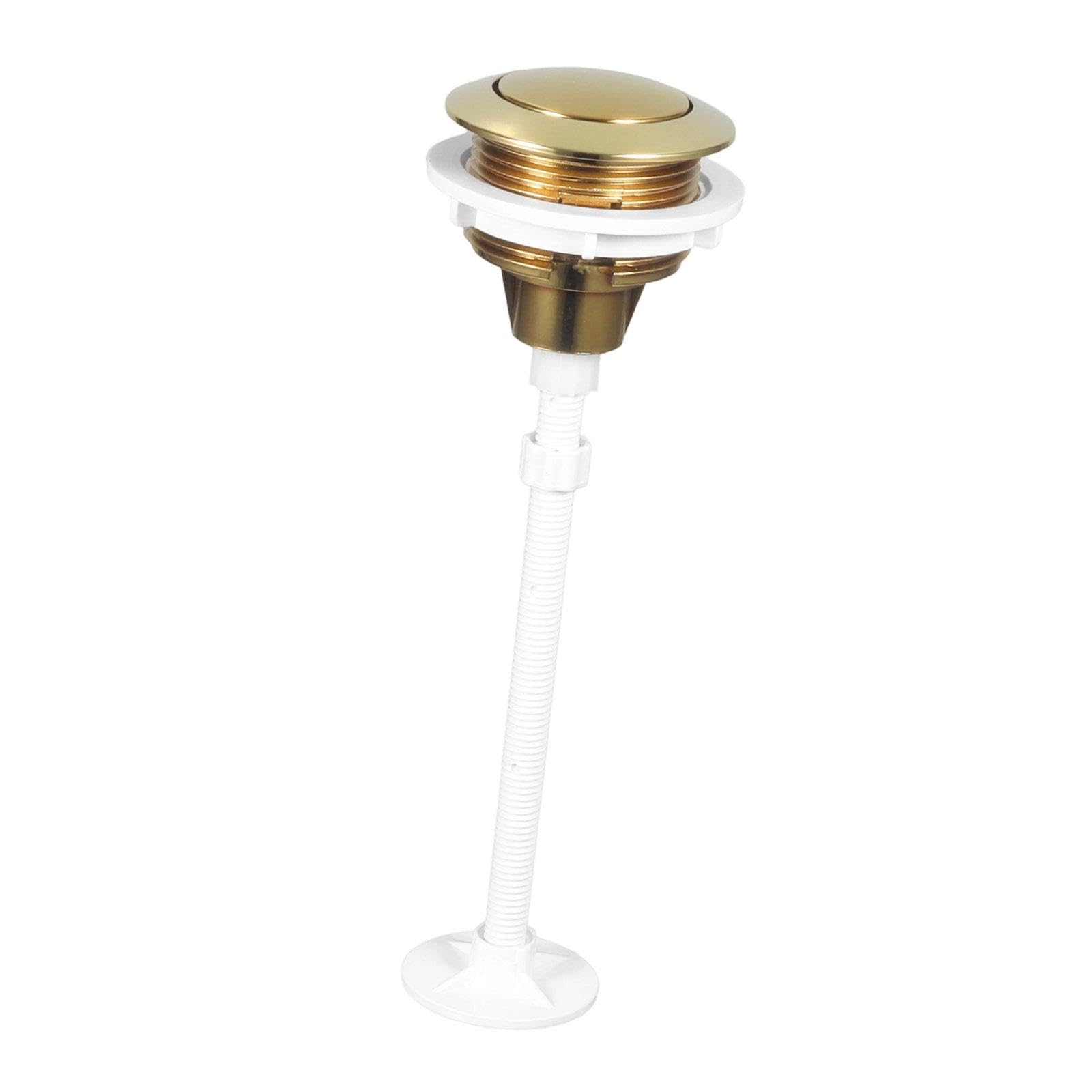 MagiDeal Repuestos para botón de descarga de inodoro, universal, redondo, de 38 mm, botón de un solo pulsador para tanque de inodoro, fácil de instalar para, Oro