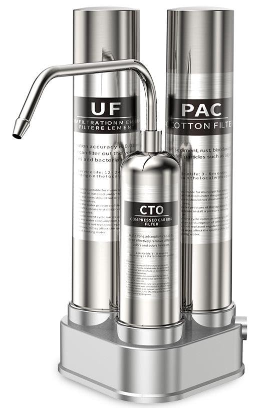 Vortopt F11 Countertop Water Filter System, 3 Stage Filtration | High Quality Drinking Water Filter for Home. 0 Waste Water, No Electricity Needed, And Easy to Install without Drilling.
