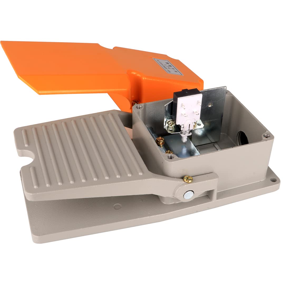 Guuzi 0~380V/15A Métal Résistant Action Maintenue(Pousser Allumé/Pousser éteint) Interrupteur au Pied Interrupteur à Pédale d'alimentation électrique Auto-Verrouillage SPDT NO NC(Jaune)