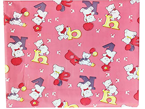 Image of EcoSoft Plastic Sheet,PVC Sheet for Kids,Rubber Sheet for Babies,Bed Wetting Protector(90 x 135 cm) (Pink Alphabet)