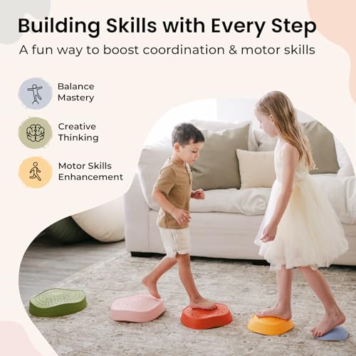 Tiny Land Stepping Stones for Kids, 5pcs Non-Slip Toddler, Sensory for Promoting Toddler's Balance & Coordination Skills, Stepping Stones for Toddlers 3-5, Toddler Toys for Boys & Girls Gifts by Tiny Land - Image 5