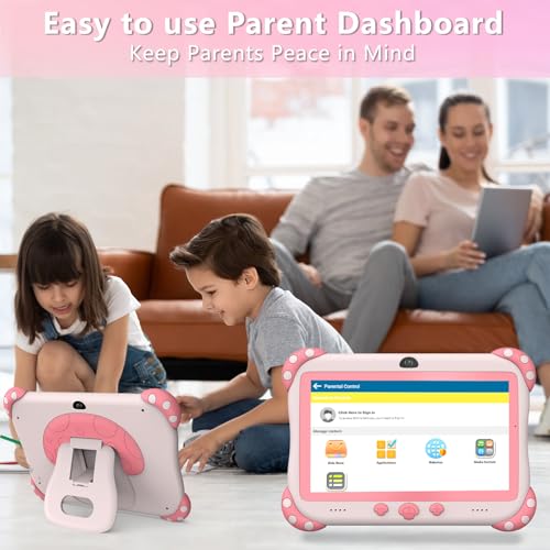 Image of Kids Tablet 7 inch Tablet for Kids Wifi Kids Tablets 32G Android 10 Dual Camera Educational Games Parental Control, Toddler Tablet with Kids Software Pre-Installed Kid-Proof YouTube Netflix (Pink)
