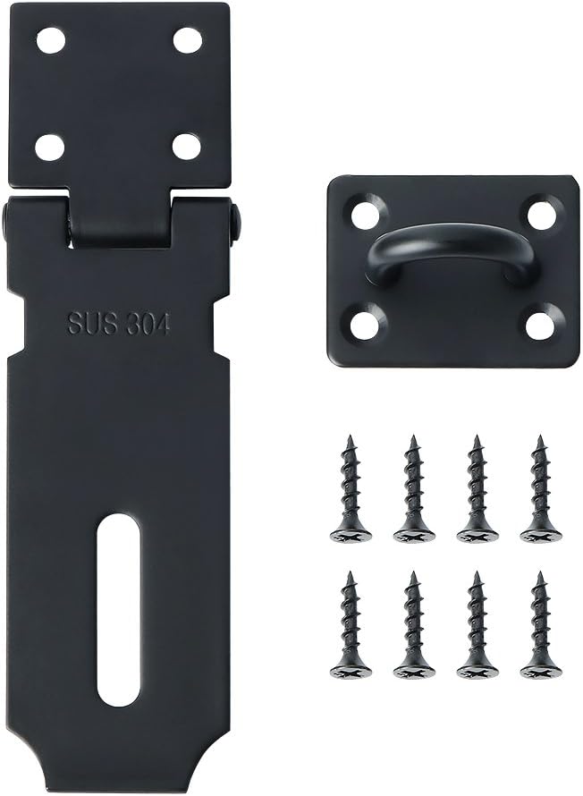 Alise MS99-B Padlock Hasp Door Clasp Hasp Latch Lock,SUS 304 Stainless Steel Matte Black