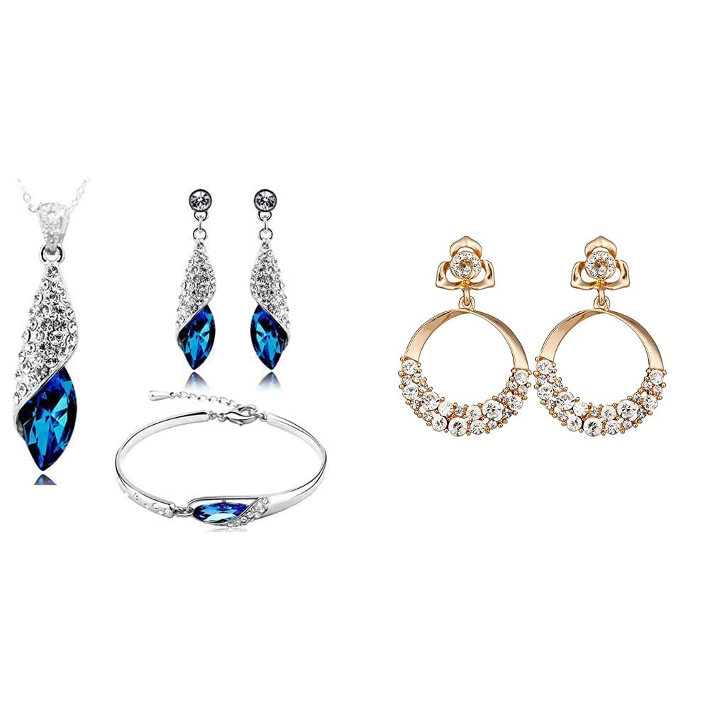 See full amazon price history chart for Valentine Gift By Shining Diva Italian Designer Non Precious Metal Jewellery Set for Women (Blue) & Shining Diva Fashion Stylish Fancy Golden Gold Plated Earrings for Women Valentine Gift By Shining Diva Italian Designer Non Precious Metal Jewellery Set for Women (Blue) & Shining Diva Fashion Stylish Fancy Golden Gold Plated Earrings for Women (B0B9XGLKLR) Amazon Price History, Amazon Price Tracker