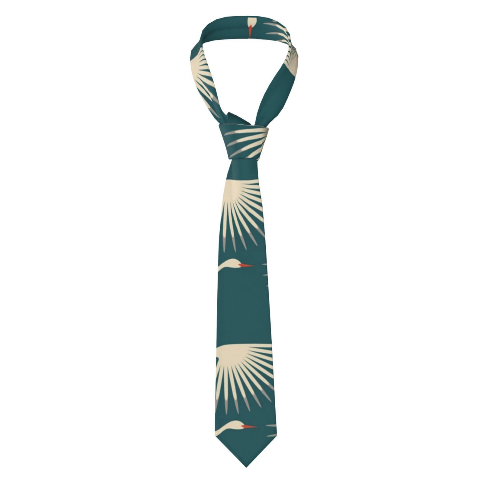 Poadnly Unisex As Picture Art Deco Cranes, Neckties Mens Ties Polyester Novelty Skinny Tie For Wedding Party