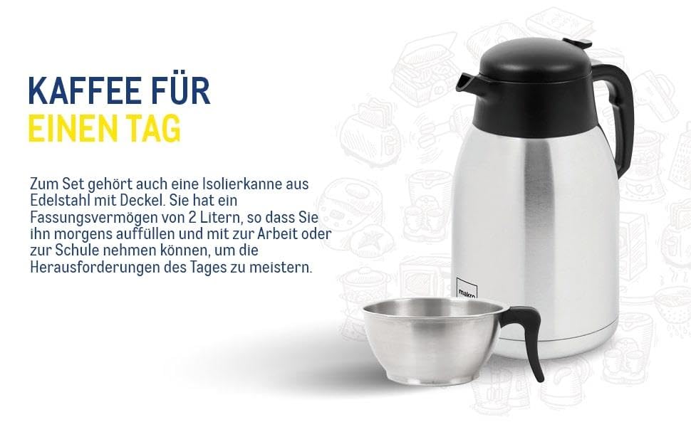 METRO Professional Filterkaffeemaschine GCT2001, 2.3L Wassertank, Isolierkanne (1.9L), Brühkontrollleuchte, Entkalkungswarnung, 2000W, inkl. 100 Papierfilter, silber – Bild 7