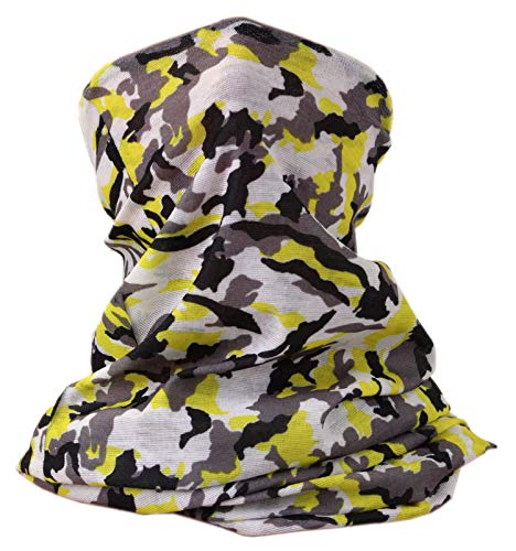 Leoodo Cinta para la cabeza, unisex, multifunción, para el sudor, muy elástica, pasamontañas, para moto, senderismo, exterior Camouflage Gelb Talla única Cover