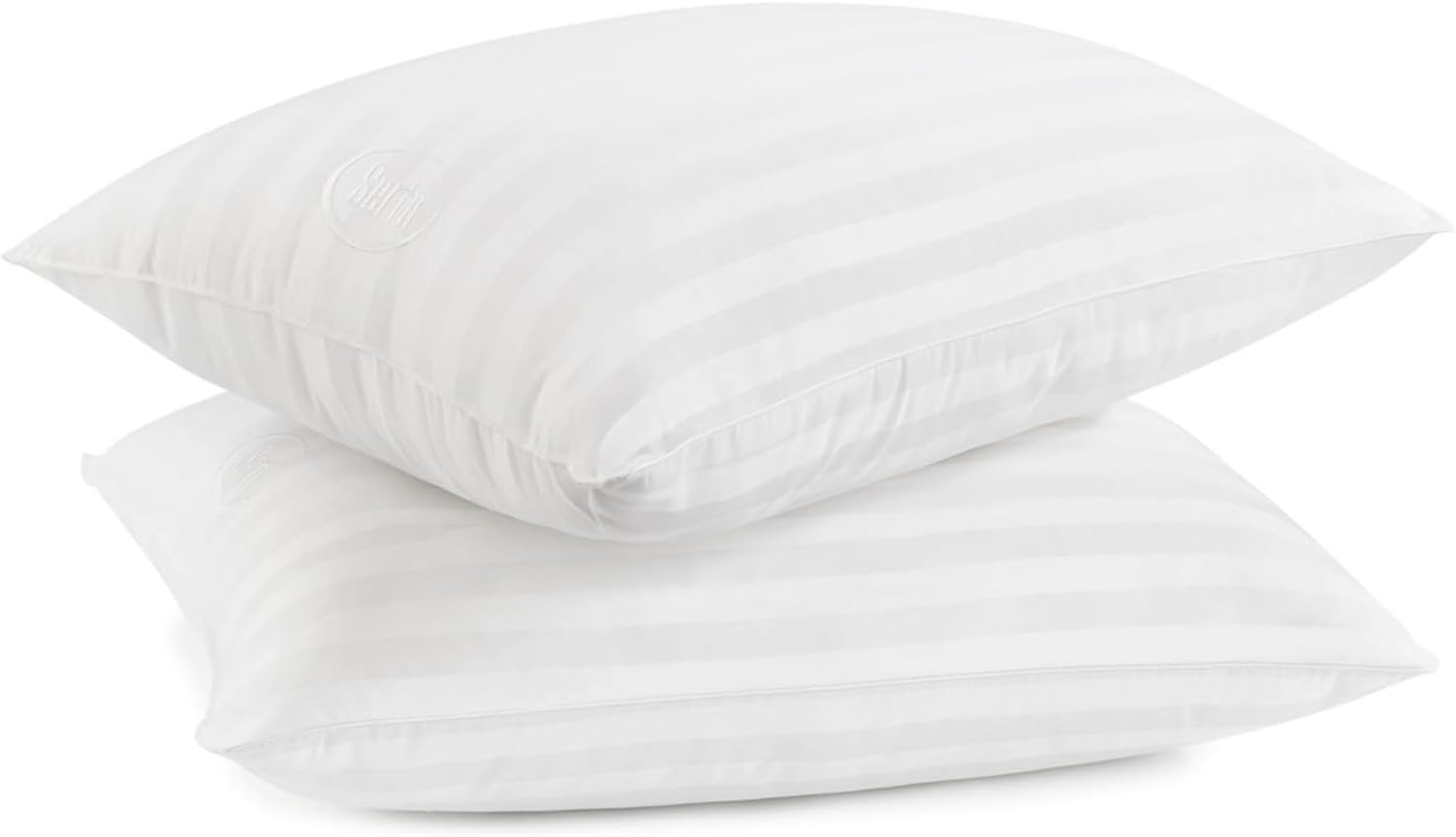 Won't Go Flat Standard/Queen Size Set of 2 Down Alternative Bedding Pillow for Back, Stomach or Side Sleepers, White 2 Count