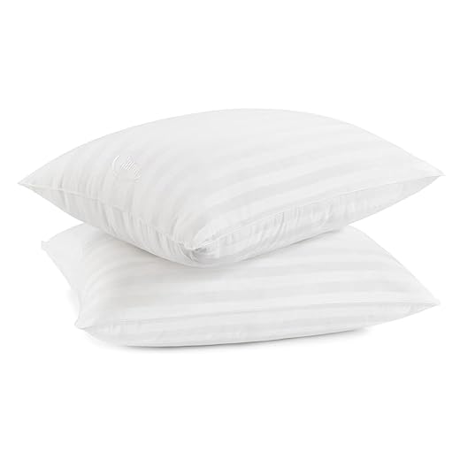 SERTA Won't Go Flat Standard/Queen Size Set of 2 Down Alternative Bedding Pillow for Back, Stomach or Side Sleepers, White 2 Count