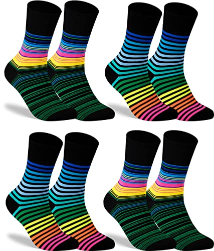 gigando Socken gestreift & bunt, Hochwertige Baumwollsocken mit weichem Bund gegen Einschnüren, ohne störende Naht an den Zehen, Regenbogen-schwarz, 39-42 Cover